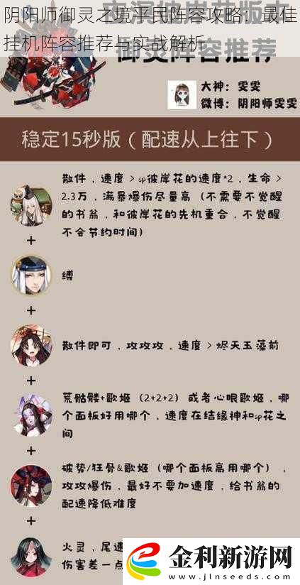 陰陽師御靈之境平民陣容攻略